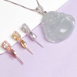 กระดุมลูกปัดหยกเงินชุบเงิน กระดุมหัวเข็มขัดลูกปัดหยก กระดุมหัวพระพุทธเจ้าขนาดเล็ก อุปกรณ์ทำเครื่องประดับ DIY