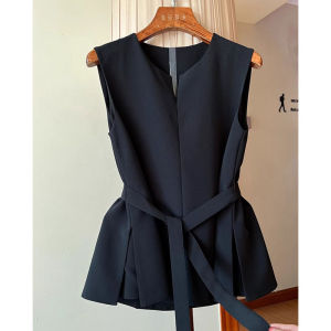 Slim Fit Blazer Vest Womens Thin High End Small Fragrance Style Vest Shoulder Pad Outerwear Elegance Sleeveless Layered Top
