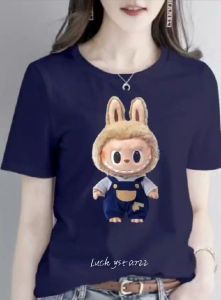 KAOS ATASAN MOTIF LABUBU COTTON COMBED WANITA