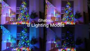 Solar Christmas Lights Outdoor 33ft 100 LED Solar Fairy String Lights 8 Modes Waterproof Xmas Lights for Garden Patio Home Party Wedding Holiday Tree Bush Wreath Outdoor Decor (Warm White)