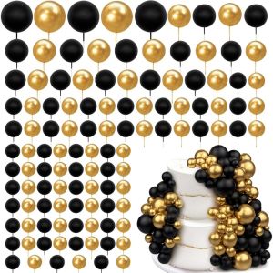 20/30 Chiếc Mạ Vàng Xốp Đen Bóng Bánh Dán Happy Bánh Sinh Nhật Bóng Trang Trí DIY Tiệc Cưới Ngày Của Mẹ Trang Trí