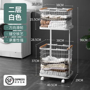 รถเข็นใสเสื้อผ้าสีสันสดใสแบบญี่ปุ่นพร้อมล้อสำหรับใช้ในบ้าน ชั้นวางของแบบเคลื่อนที่ได้ ความจุขนาดกลาง สไตล์วินเทจ