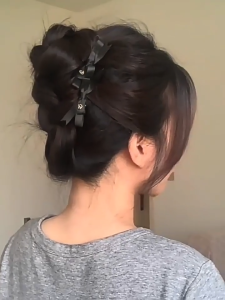 YOUJ Gentle Women Twisted Bun Head Wig Natural Simulation Fluffy Bridal Extension Multi-color to Select