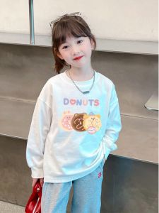 Korean Style Long Sleeve White Cotton T-Shirt for Girls Trendy Spring Autumn Kids Clothing Pure Cotton Girls Top