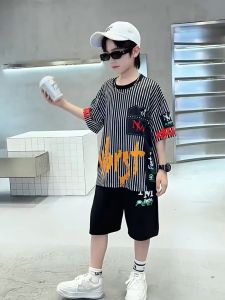 Boys Short Sleeves 2025 Summer New 2PCS (Top + Shorts) 3 To 4 To 5 To 6 To 7 To 8 To 9 To 10 To 11 To 12 Years T-Shirt Short for Kids Boys Set Kids Casual Set terno