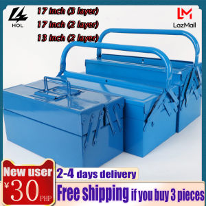 HOL Large Metal Maximum Storage Tin Toolbox Foldable Steel Professional Storage