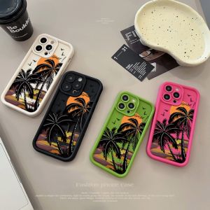 Phone Case Sunrise coconut For iphone 11 12 13 14 15 Pro Max Casing silicone xr xs Max 7 8 Plus 11Pro 13Plus
