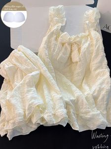 Áo Ngủ Ren Màu Đào Ngọt Ngào Cho Nữ Mùa Hè Bằng Cotton Nguyên Chất Có Đệm Ngực Dây Gợi Cảm Cỡ Nhỏ Đơn Giản Rộng Rãi Mặc Nhà