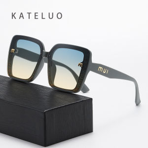 KATELUO แว่นตากันแดดกรอบขนาดใหญ่แฟชั่นไล่ระดับสีสำหรับผู้หญิงทันสมัย UV400เลนส์แว่นกันแดดแว่นตากันแดด Z7703