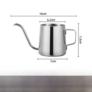 304 Stainless Steel Hand-Poured Coffee Pot with Ear Hanging Long Spout Fine Neck Scale Filter Paper Pot for Home Use 250ML