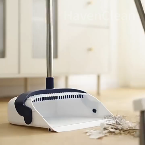 HavenClean New Broom and Dustpan Set 180° Rotatable Broom 90° Foldable Dustpan Non-Stick Hair With Broom Comb