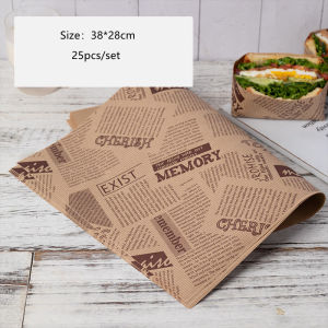 Oil-Proof Wax Paper Food Wrapper Paper Bread Sandwich Burger Fries Wrapping Baking Tools Fast Food Bread Oil-Paper 50pcs/set