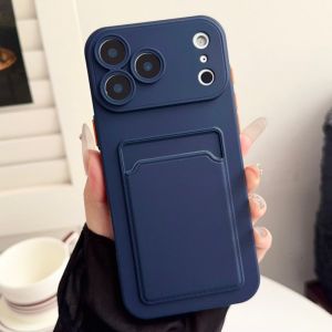 Push Card Slot Wallet Soft Silicone Bumper Case For iPhone 17 16 15 14 13 12 11 Pro Max Plus Mini X XS XR Max Shockproof Cover