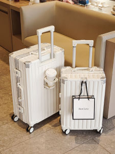 Womens Large Capacity Student Multi-Functional Trolley Case Aluminum Frame Mens 20-Inch Boarding New Arrival Travel Password Leather Case