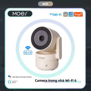 Camera Trong Nhà Thông Minh MOES Tuya Wi-Fi 6 4MP HD Xoay/nghiêng Với Tính Năng Theo Dõi Chuyển Động Phát Hiện Âm Thanh Tầm Nhìn Ban Đêm Hồng Ngoại Để Giám Sát An Ninh