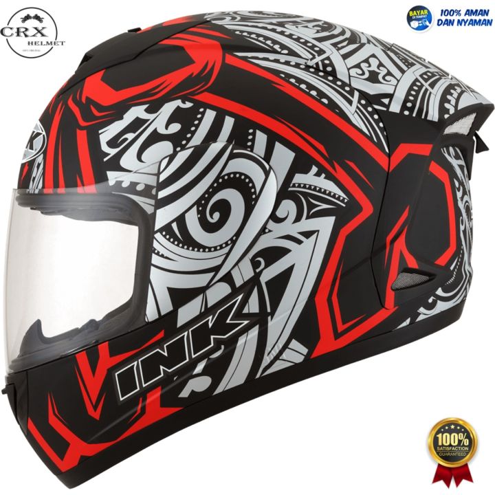 Helm full face ink cl max seri #8 motif matt black red original