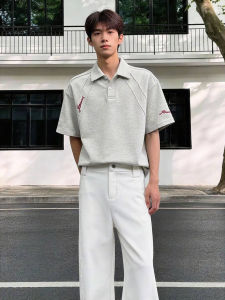 ZHUOCAN | American Letter Embroidery Deconstructed Plaid Polo Shirt