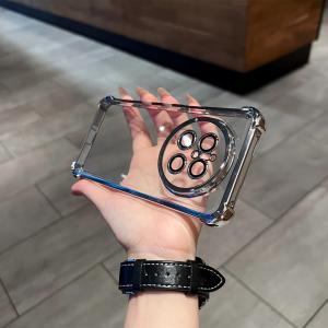 Transparent Electroplated Shockproof Stand Compatible with Huawei Mate70/Pro+ Phone Case Lens Film Mate60/50 Protective Cover for Men And Women