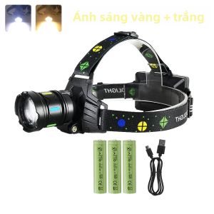 Đèn Pha LED Siêu Sáng 8000M Sạc Type-C Chống Nước Dùng Cho Ngoài Trời Cắm Trại Đi Bộ Đường Dài Săn Bắn Câu Cá