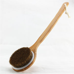 Long Curved Handle Bamboo Bathing Brush with Horse Hair