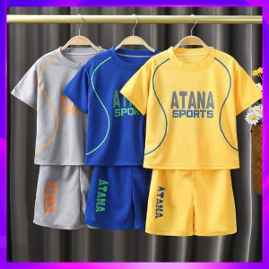 ชุดบาสเก็ตบอลฤดูร้อนสำหรับเด็กชาย ชุดกีฬาแห้งเร็ว แขนสั้น กางเกงขาสั้น ชุดสองชิ้น ผ้าโพลีเอสเตอร์ สำหรับเด็กวัยกลางคนและโต