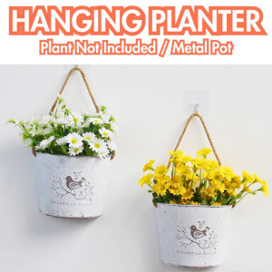 Hanging Planter Basket Modern Decorative Metal Flower Pot for Indoor Outdoor Garden Balcony Fence Wall and Home Decoration