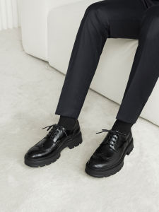 ThomWills Derby Shoes Mens Heightening Leather Shoes Brogue Carving Thick Bottom Formal Business Groom Shoes Winter