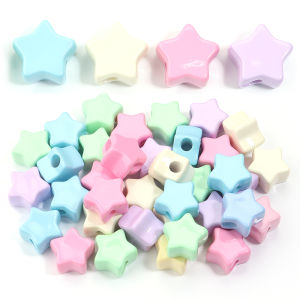 ลูกปัดอะคริลิครูปดาวห้าแฉก 6 ชิ้น/ชุด รูใหญ่สำหรับทำเครื่องประดับ DIY สร้อยข้อมือ สร้อยคอ