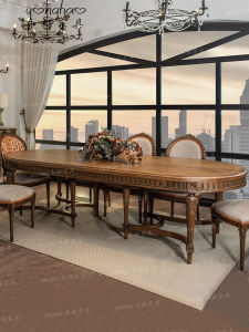 American Retro Solid Wood Long Table French Style Mid-Ancient House Restaurant Party Dining Table and Chair European Style Casual Western-Style Dining Table