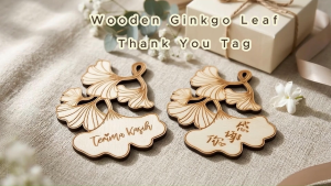 1pc Wooden Ginkgo Leaf Thank You Tag – Laser‑Engraved Fine Favor Tags for Weddings & Special Occasions