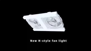 60W Dual Head Adjustable Angle E27 Ceiling Fan Light Remote Control LED Silent Fan for Living Room Bedroom Dining Room