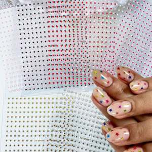 สติกเกอร์ติดเล็บลายดาว 3 มิติ สไตล์ Y2K 8 สี/ชุด สติกเกอร์รูปดาวห้าแฉกขนาดเล็กหลากสีสัน แบบติดเอง สำหรับตกแต่งเล็บหรูหราด้วยแสงดาว