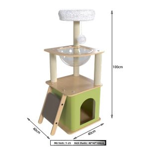 Ghế Leo Gỗ Lớn Cho Mèo Nhà Mèo Ô Tô Chân Đế Bằng Một Mảnh Không Lấn Chiếm Không Gian Mái Che Cho Mèo