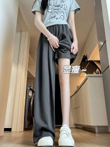 สูง เอว ขากว้าง กางเกง ผู้หญิง ฤดูร้อน แบบบางใหม่ ลำลอง หลวม Drapey Lazy กางเกง หญิง K-style โพลีเอสเตอร์ ไนลอน