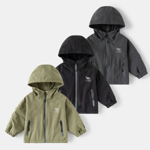 Hooded Jacket for Boys Dinosaur Pattern
