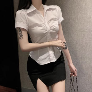 Kích Thước Lớn Tay Dài Áo Sơ Mi Trắng Bộ Nữ Ol Đồng Nhất Chất Liệu Cotton Quần Áo Bảo Hộ Lao Động Chuyên Nghiệp Váy Ngắn Áp Dụng Tuổi 18-25