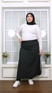 MUDAHHIJAB Legging Rok Sporty Panjang Belah Samping Variasi List Olahraga Yoga Running (LR Panjang)