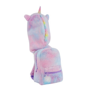 Winter Unicorn Plush Backpack Childrens Hoodie Pointed Corner Schoolbag Kindergarten Cute Backpack Girl Gift Pack