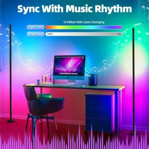 LED Floor Standing Lamp RGBIC Atmosphere Lights Music Sync Corner Lighting for Bedroom Living Room Background Light APP Control