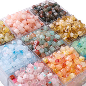 ลูกปัดอะคริลิค6X6มม. 10กรัมลูกปัดคริสตัลสองสีใสสำหรับต่างหูกำไล DIY อุปกรณ์ทำเครื่องประดับประมาณ40ชิ้น