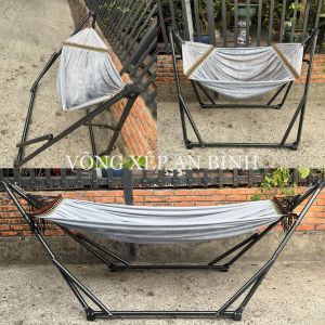 Combo Bộ Võng Xếp Đa Năng Võng Xếp An Bình Khung Sơn Tĩnh Điện Chịu Lực 250kg Vừa Võng Vừa Xích Đu - Hàng Chính Hãng