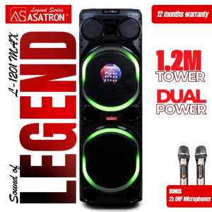 ASATRON LEGEND L-1201 MAX SPEAKER PORTABLE MEETING BLUETOOTH KARAOKE 2X12INCH INCLUDE MIC WIRELESS 2 PCS - DUAL SPEAKER 12INCH - DEEP BASS 100% ORI