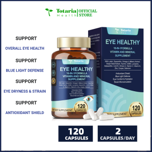 Totaria Eye Vitamins Lutein and Zeaxanthin for Adults AREDS 2 Eye Vitamin and Mineral Omega-3 Bilberry Extract - Carotenoid Blend Support Eye Health Strain Comfort & Hydration (120 Capsules)