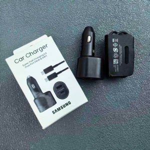 ที่ชาร์จในรถยนต์ซัมซุง 60W แบบ Dual USB 45W+15W USB A/C ชาร์จเร็ว PD สำหรับ Galaxy S25 FE Note20 Ultra C55 A55 A54 Tab S11