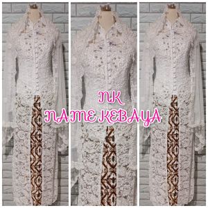 set kebaya akad nikah kebaya brukat semata kaki kebaya brukat premium full payet + slendang mutiara