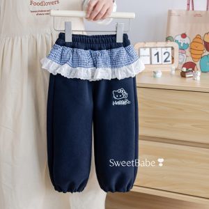 Cartoon Lace Trimmed Long Pants