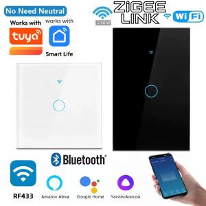 For Tuya US/EU WiFi Smart Wall Switch RF 433MHz Bluetooth 1/2/3/4 Gang Touch Sensor Smart LED Light Switches Alexa Google Home