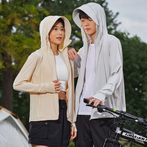 เสื้อคลุมกันแดดผ้าไหมน้ำแข็งบาง ระบายอากาศได้ดี ป้องกันรังสียูวีสำหรับกลางแจ้ง ฤดูร้อน ผู้ชาย ผู้หญิง เสื้อคลุมกันแดดแบบมีฮู้ด