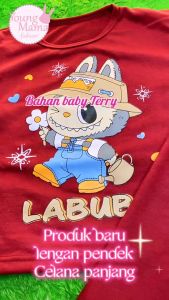 NF - Setelan Baju Anak Solo Labubu / Lengan Pendek+Celana Panjang / usia 3-12 TAHUN