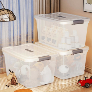 กล่องเก็บของ กล่องใส่ของชำ ลังพลาสติกมีล้อ คลองเก็บผ้า ความจุขนาดใหญ่ ป้องกันฝุ่นและความชื้น ตัวเลือกขนาดหลายขนาด